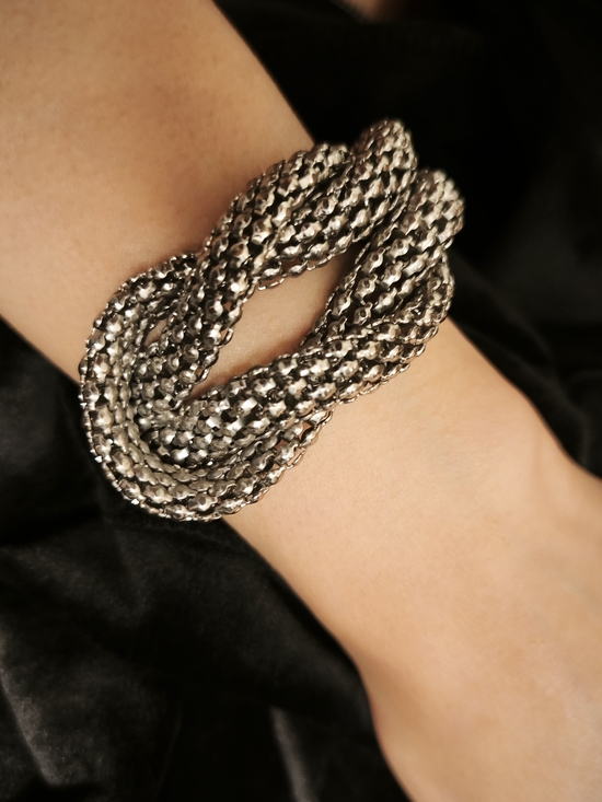 Jewelry - Silver Braided Chain Multi-Strand Bracelet - Women Jewelry